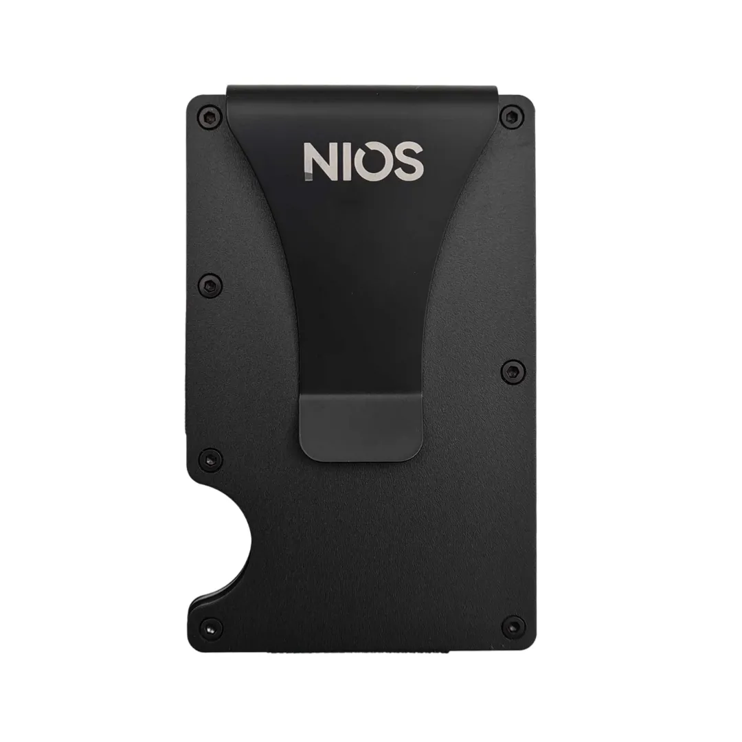 NIOS Compact - ארנק כרטיסים עם חריטה בצבע שחור